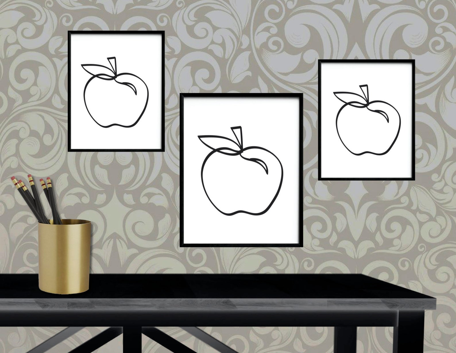 Apple line art Continuous line Style 2 DIGITAL DOWNLOAD | Etsy
