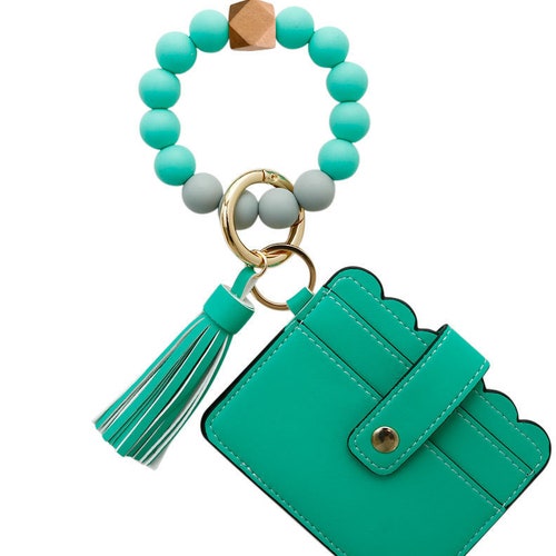 Silicone Beads Bracelet Keychain Ring With Wallet for Women Etsy