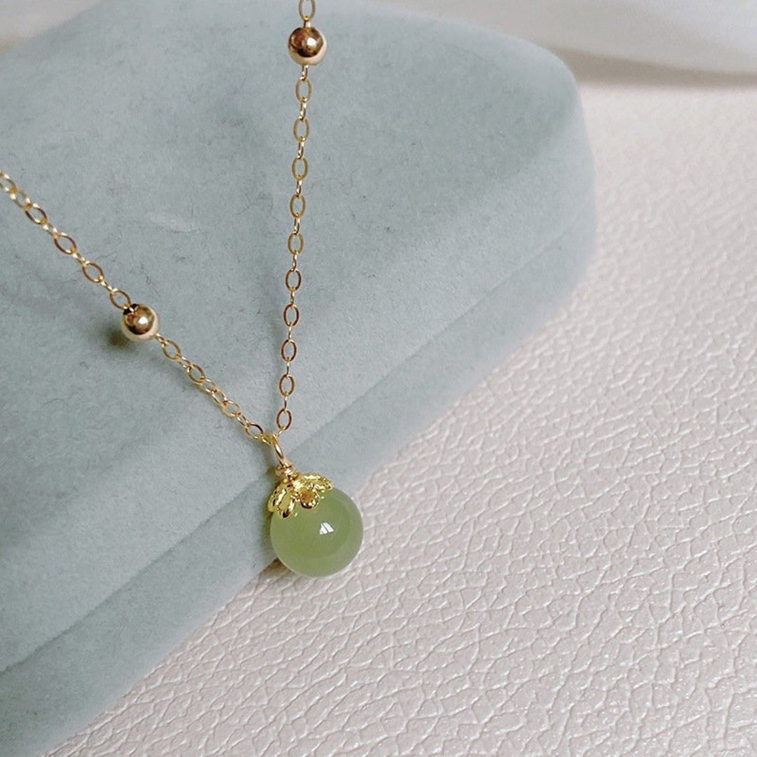 Dainty Jade Necklace With Gold Plated Chain, Trendy Necklace for Gifts ...
