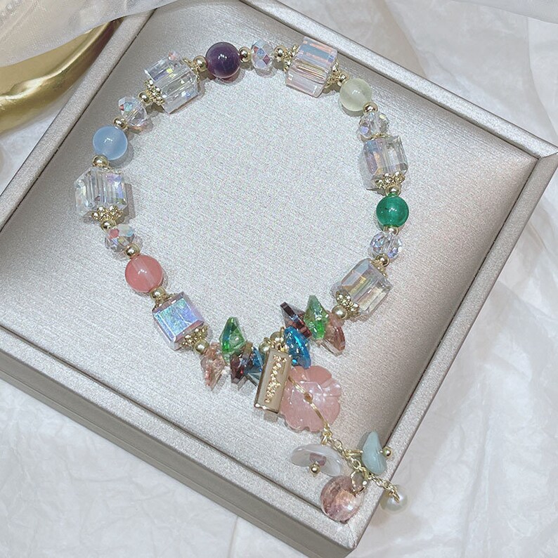 Natural Crystal Beads Bracelet With Jade Pumpkin Charm Good Etsy