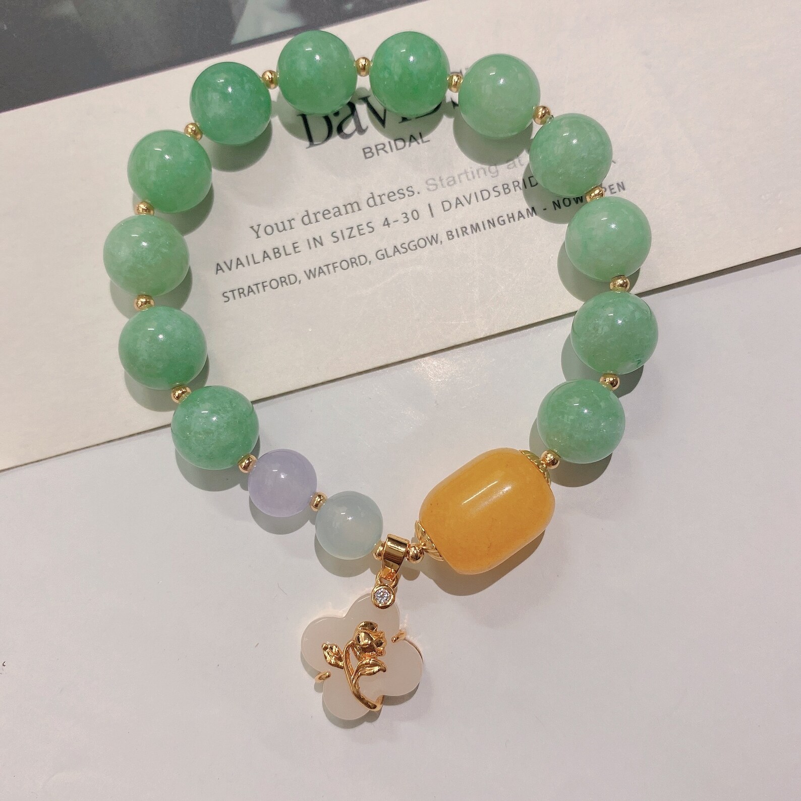 Real Jade Bracelet With Flower Charm for Women Jade Bead Etsy