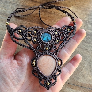 Labradorite Dual Gemstone Macrame Necklace