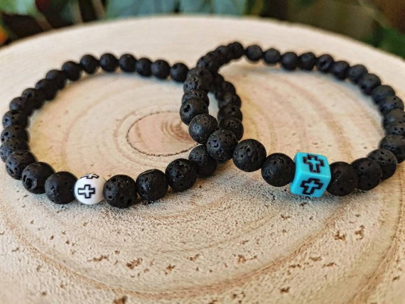 Lava Rock Cross Bracelet: Essential Oil Diffuser, Healing Stone - Etsy