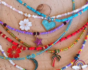 Beaded Choker Necklace: Colorful Seed Bead Summer Jewelry