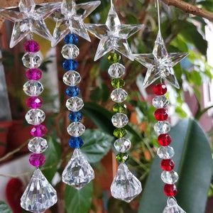 Crystal Icicle Ornament Set: Beaded Suncatcher Decorations