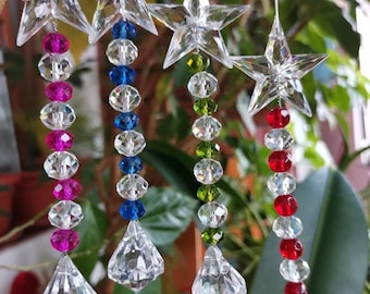 Icicle Ornaments *Icicle Crystal Beaded Hanging Ornament* Suncatcher Window Drawers  * Set 4 icicle decorations