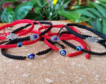 Red Thread Evil Eye Bracelet: Hamsa Hand Braided Knot Bracelet