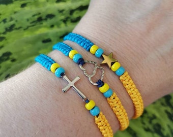Ukraine flag bracelet*Peace for Ukraine *Blue and yellow braided bracelet *Support bracelet for Ukraine *Stop war bracelet*Pray for Ukraine