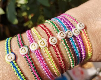 Braided Nylon Bracelet: Adjustable Heart Friendship Bracelet