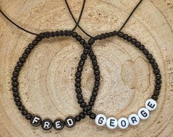 Fred and George bracelets set •  Fred Weasley bracelet • George Weasley bracelet • HP bracelet • Fred and George