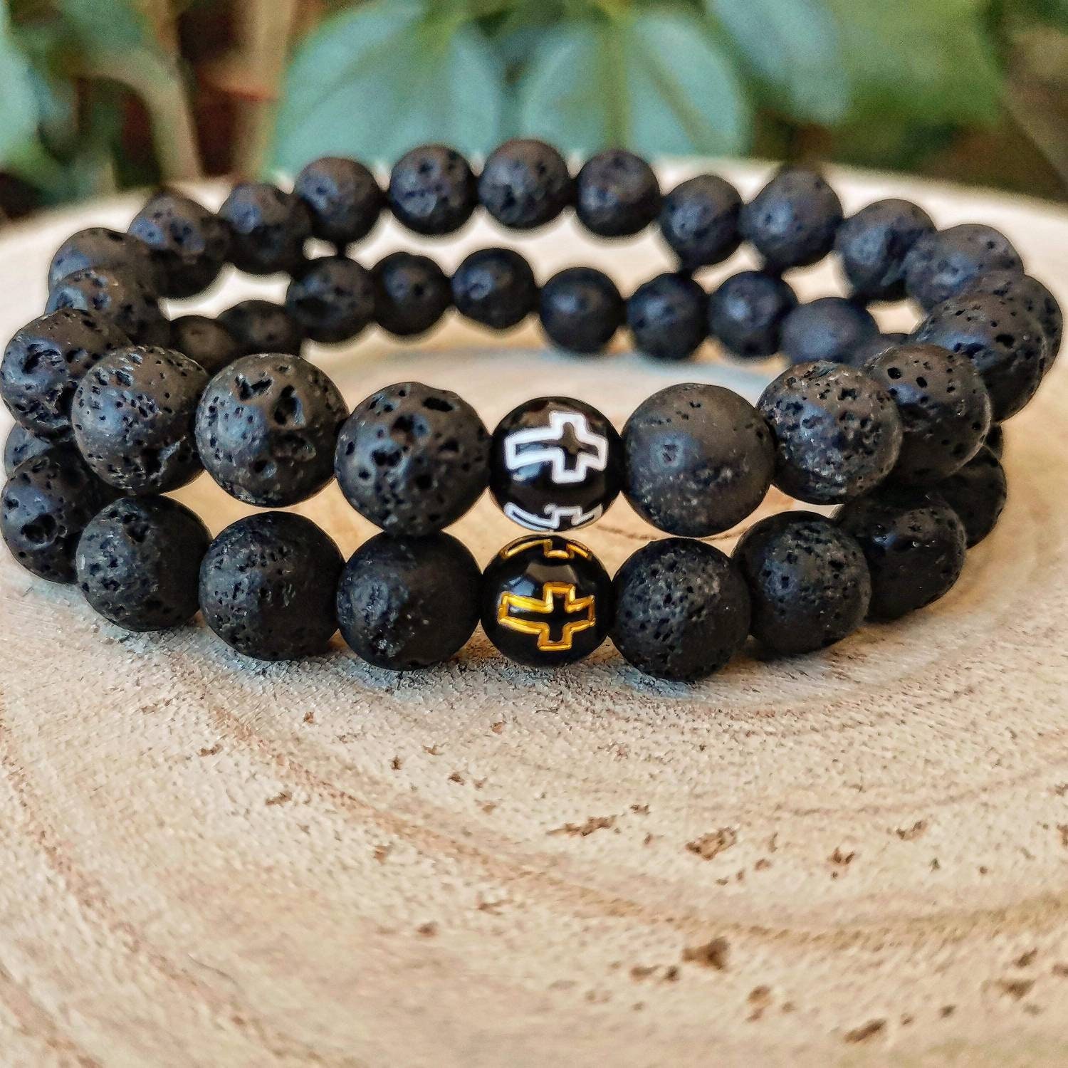 Lava Rock Cross Bracelet: Essential Oil Diffuser, Healing Stone - Etsy