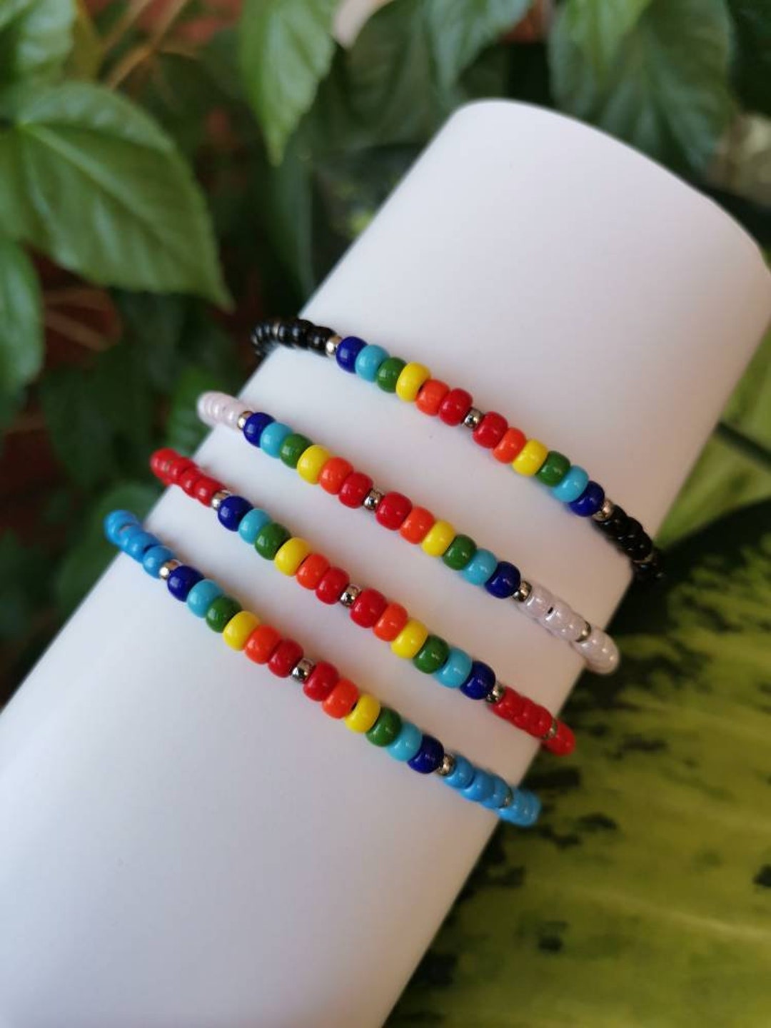 Rainbow Beaded Pride Bracelet: Adjustable LGBT Couple Gift - Etsy