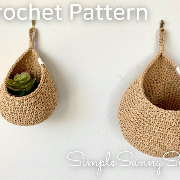 Rustic  Wall Hanging Baskets Crochet Pattern PDF file