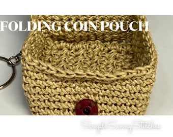 Folding  Square  Coin Pouch Crochet Pattern PDF file