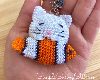 Kitty eating Fish Keychain Crochet PDF file