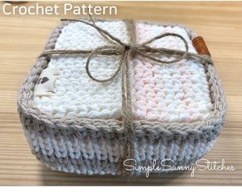 Striped Tea Coaster & Square Box Crochet Pattern PDF file