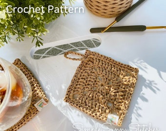 Raffia Tea Coaster Crochet Pattern PDF file