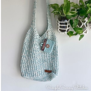 Conjunto de bolsa diária de verão menta, estojo para cartão e bolsa para celular padrão de crochê