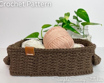 Crochet Rectangular Basket Pattern: Beginner-Intermediate (PDF Pattern)