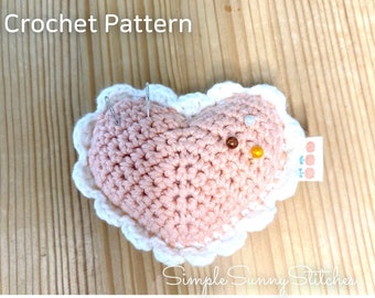 Heart Pin Cushion Crochet Pattern: Beginner-Friendly DIY (PDF file)