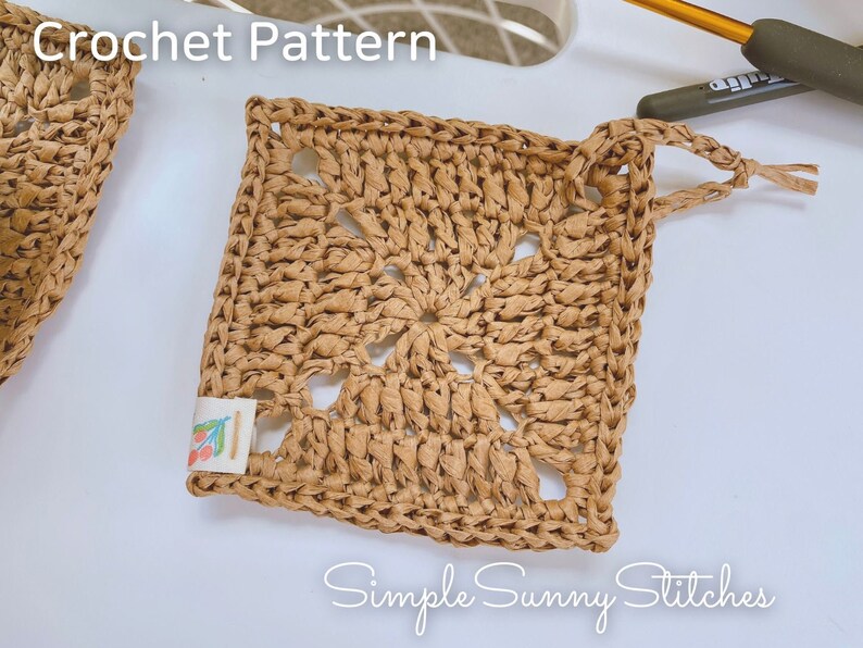 Raffia Tea Coaster Crochet Pattern PDF File Etsy