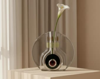 Vaas in Op-Art-stijl uit het midden van de 20e eeuw, ontwerp van Solifleur, van H. Düsterhaus voor Walther Glas, West-Duitsland, vintage jaren 70.