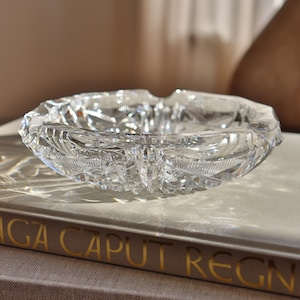 Bohemia Art Deco Crystal Mid Century 1950s Lead Crystal Ashtray