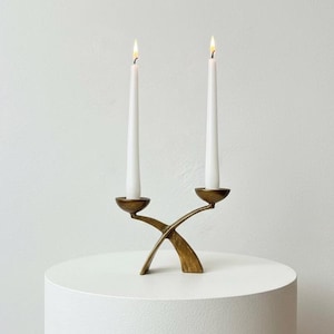 Brutalist Mid Century Harjes Sculptural Candle Holder 1970s Germany Candelabra Bronze