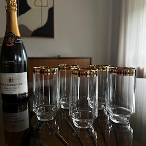 Mid Century Original GDR Sparkling Wine or Water Glass with Gold Rim East Germany GDR 1970s - Set of 5