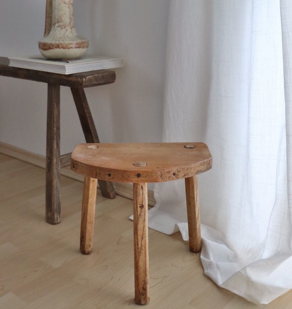 Brutalist Tripod Wooden Stool Wabi Sabi Schemel Wood Stool - Etsy Australia