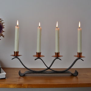 Mid century Modernist Brutalist sculptural candlestick 1960s West Germany candelabra wrought iron copper