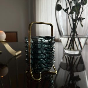 Mid Century Bauhaus Design set of 6 stackable tourmaline ashtrays by Wilhelm Wagenfeld for WMF 1950s