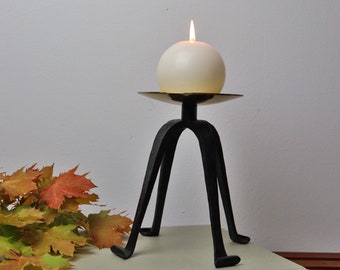 Mid Century Modern Brutalist Candlestick Wrought Iron Vintage West Germany 1960's Candle Holder wrought iron