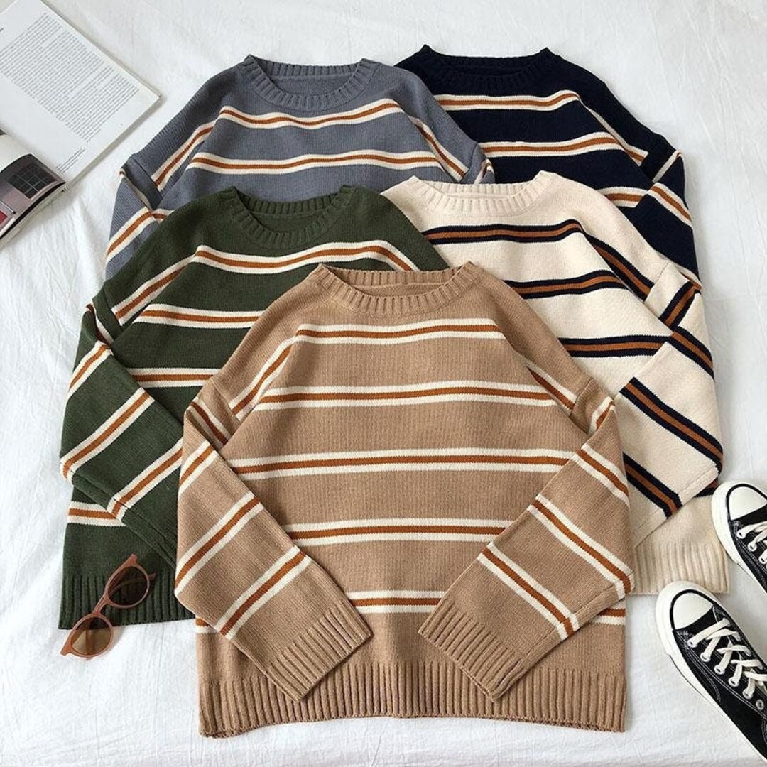 Vintage Inspired Pullover Sweater Striped Sweater Fall - Etsy