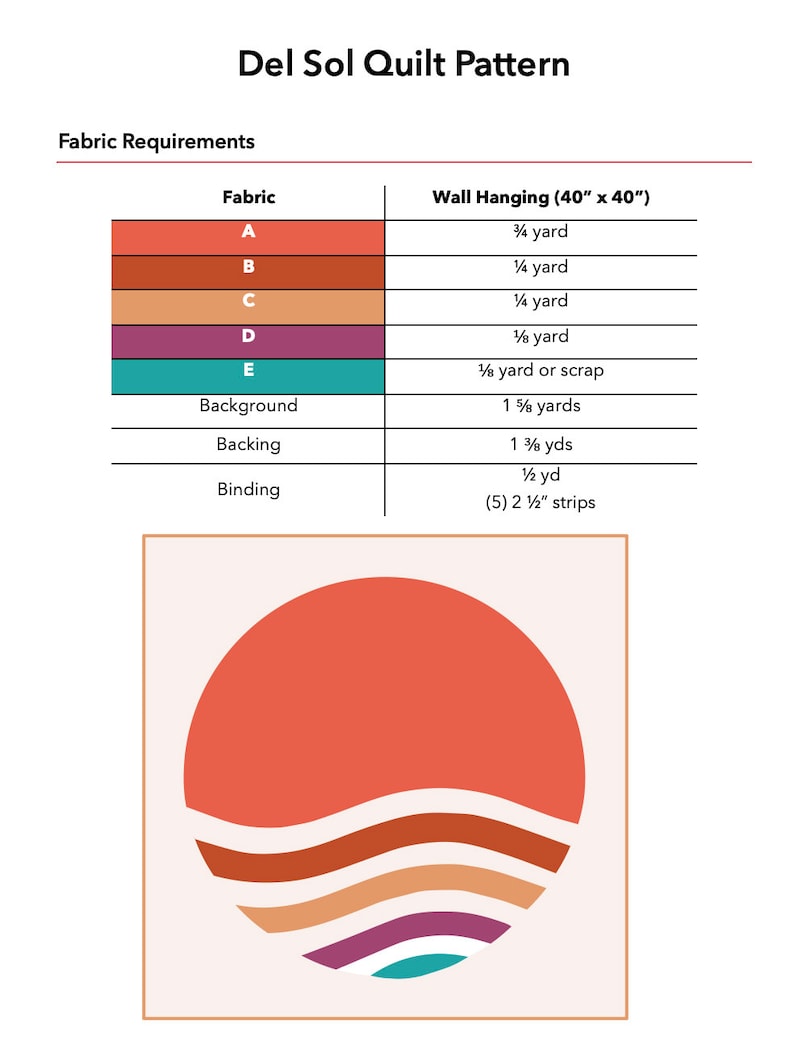 Del Sol Quilt Pattern – Sunset Baby Quilt, Wall Hanging (PDF) - Etsy