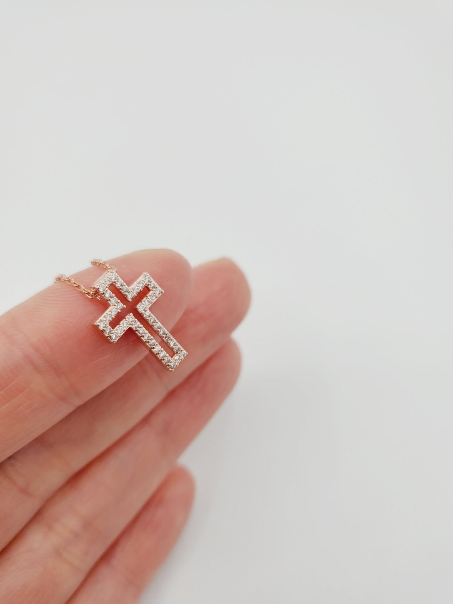 Tiny Cross Necklace With Cubic Zirconia I Gifts for Women I Etsy