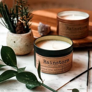 Rainstorm Hand Poured Natural Soy Wax Candle. image 1