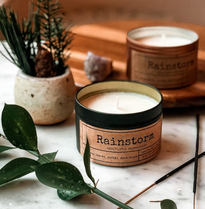 Rainstorm Hand Poured Natural Soy Wax Candle. image 1