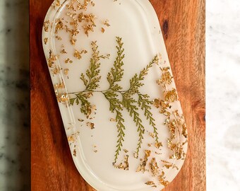 Milk Glass & Fern Catch-All | Decorative Tray| Candle Holder | Home Decor