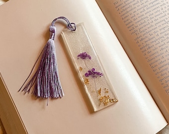 Floral Bookmark | Pressed Flowers and Gold Leaf in Resin