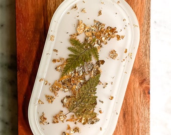 Milk Glass & Fern Catch-All | Decorative Tray| Candle Holder | Home Decor
