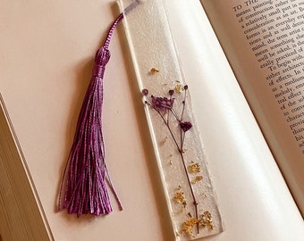 Floral Bookmark | Pressed Flowers and Gold Leaf in Resin