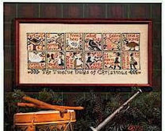 The TWELVE DAYS Of CHRISTMAS, The Prairie Schooler Counted Cross Stitch Pattern Design Leaflet Chart Book No. 74 euc
