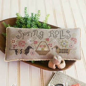 PLUM STREET SAMPLERS "Spring Rolls" Counted Cross Stitch Pattern/Chart, Dogs, Dachshunds, Pattern Only