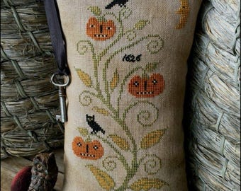 SCATTERED SEED SAMPLERS "Night Watch 1626" Counted Cross Stitch Pattern Pumpkins, Crows, Halloween, Autumn, Pattern Only