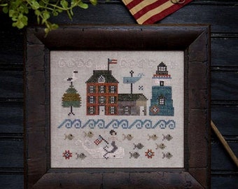 PLUM STREET SAMPLERS "Summer in Nantucket" • Counted Cross Stitch Pattern • Chart, Seaside, Whales, Americana, Paper Pattern