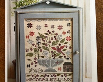 PLUM STREET SAMPLERS "Blackberry House" • Counted Cross Stitch Pattern • Sampler, Flowers, Urn, Birdhouse, Paper Pattern