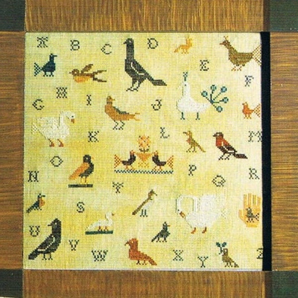 BIRDS OF A FEATHER "Bird Sampler" Counted Cross Stitch Pattern, Chart, Alphabet, Swan, Birds, Robin,