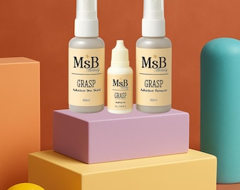 MsB| GRASP spets Trio-pack | Spetslim 20 ml + självhäftande hudskydd (60 ml) + självhäftande borttagare (60 ml)