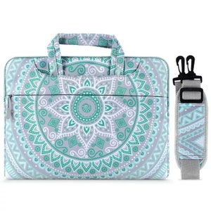 Personalized Mint Green and Blue Mandala Design Laptop Cover image 3